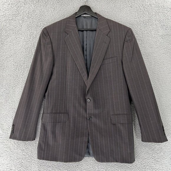Hickey Freeman Sport Coat 44L Loro Piana Super 130’s Wool Brown‎ Stripe 2-Button - Picture 1 of 11